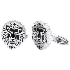 Carrera y Carrera 18K White Gold Lion Cufflinks