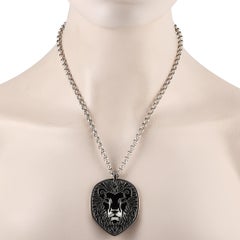 Carrara Y Carrara 18k White Gold Lion Pendant Necklace