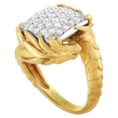 Carrera y Carrera 18 Karat Yellow and White Gold 1.25 Carat Diamond Dragon Ring