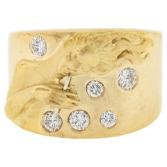 Carrera y Carrera 18k Yellow Gold 0.40ct Diamond Detailed Lady Wide Band Ring