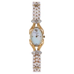 Carrera y Carrera 18k Yellow Gold Diamond and Pearl Oval Wrist Watch