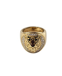 Carrera Y Carrera 18K Yellow Gold Diamond Fiera Tiger Signet Ring #25709
