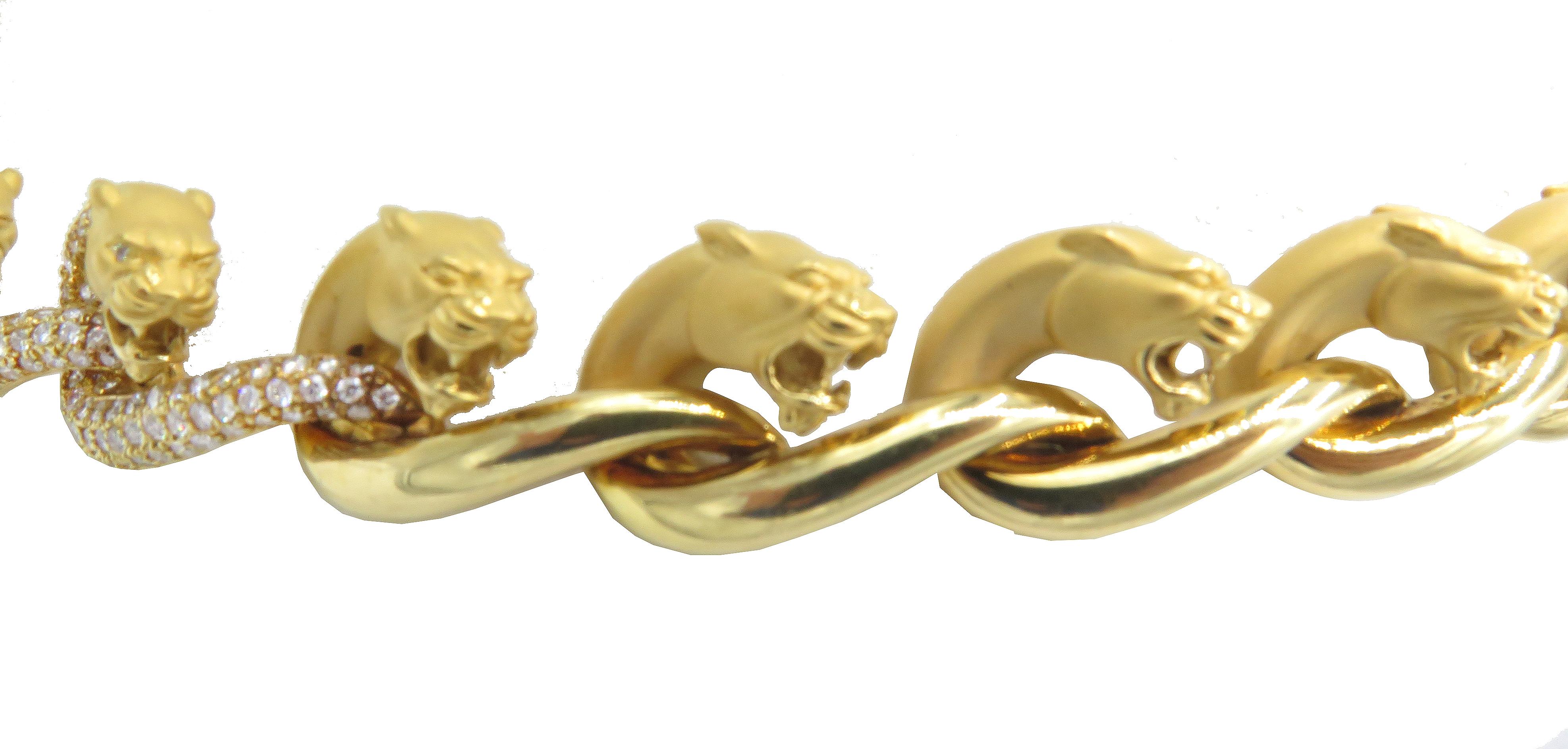 Carrera y Carrera Set aus Halskette und Ohrring aus 18 Karat Gelbgold und Diamanten im Angebot 2