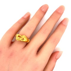 Carrera y Carrera 18k Yellow Gold Emerald His & Her Hands Ring - Size 5.5