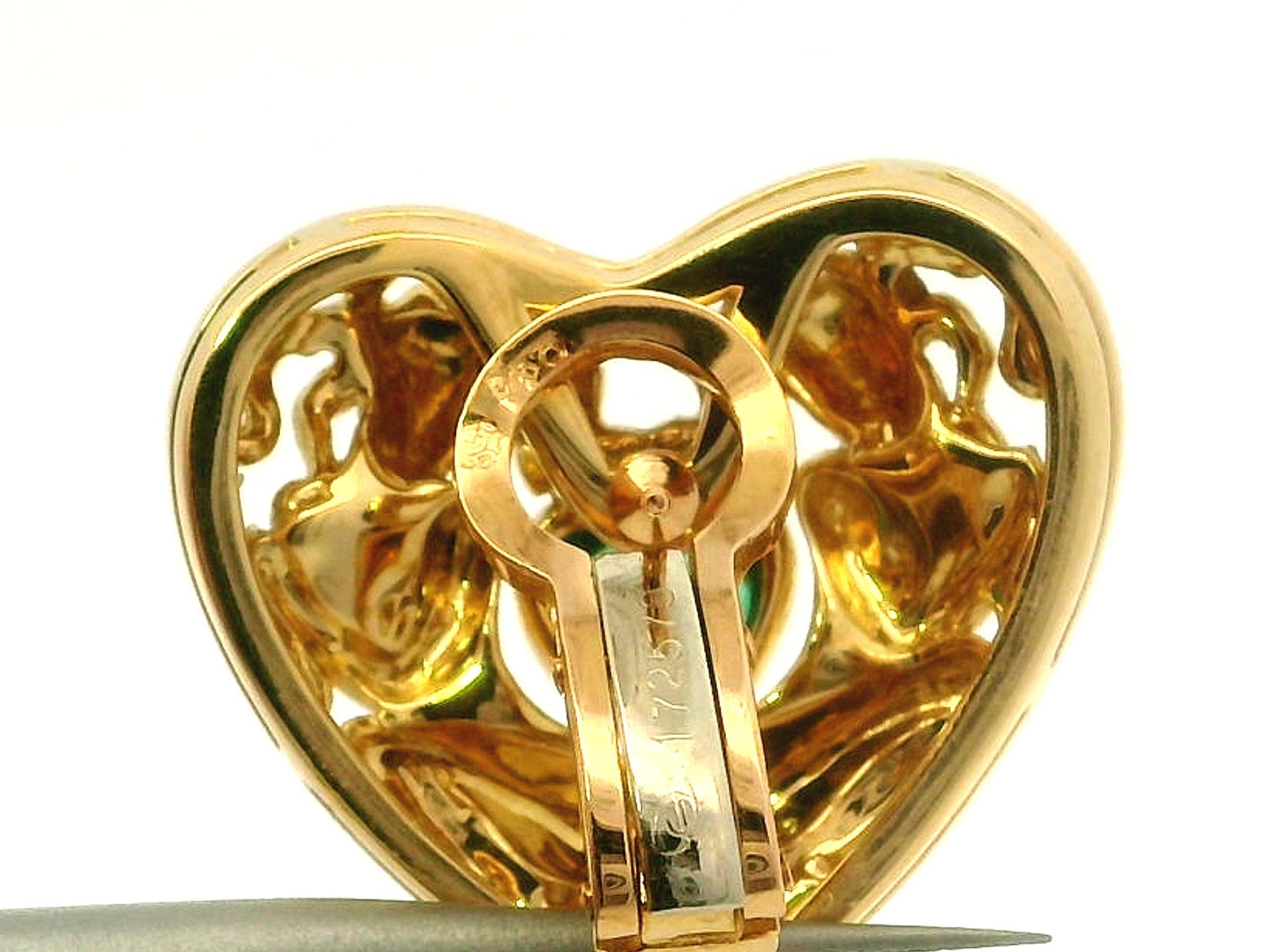 Carrera Y Carrera 18k Yellow Gold Emerald & Ruby Dual Finish Heart Earrings in vendita 4