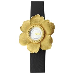 Vintage Carrera y Carrera 18K Yellow Gold Gardenia Ladies Watch Mother of Pearl Dial