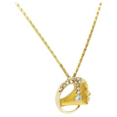 Carrera Y Carrera 18k Yellow Gold Lady Head Diamond Necklace