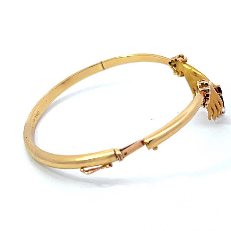 Marquise Cut Carrera y Carrera 18K Yellow Gold Las Manos Collection Bangle Bracelet For Sale