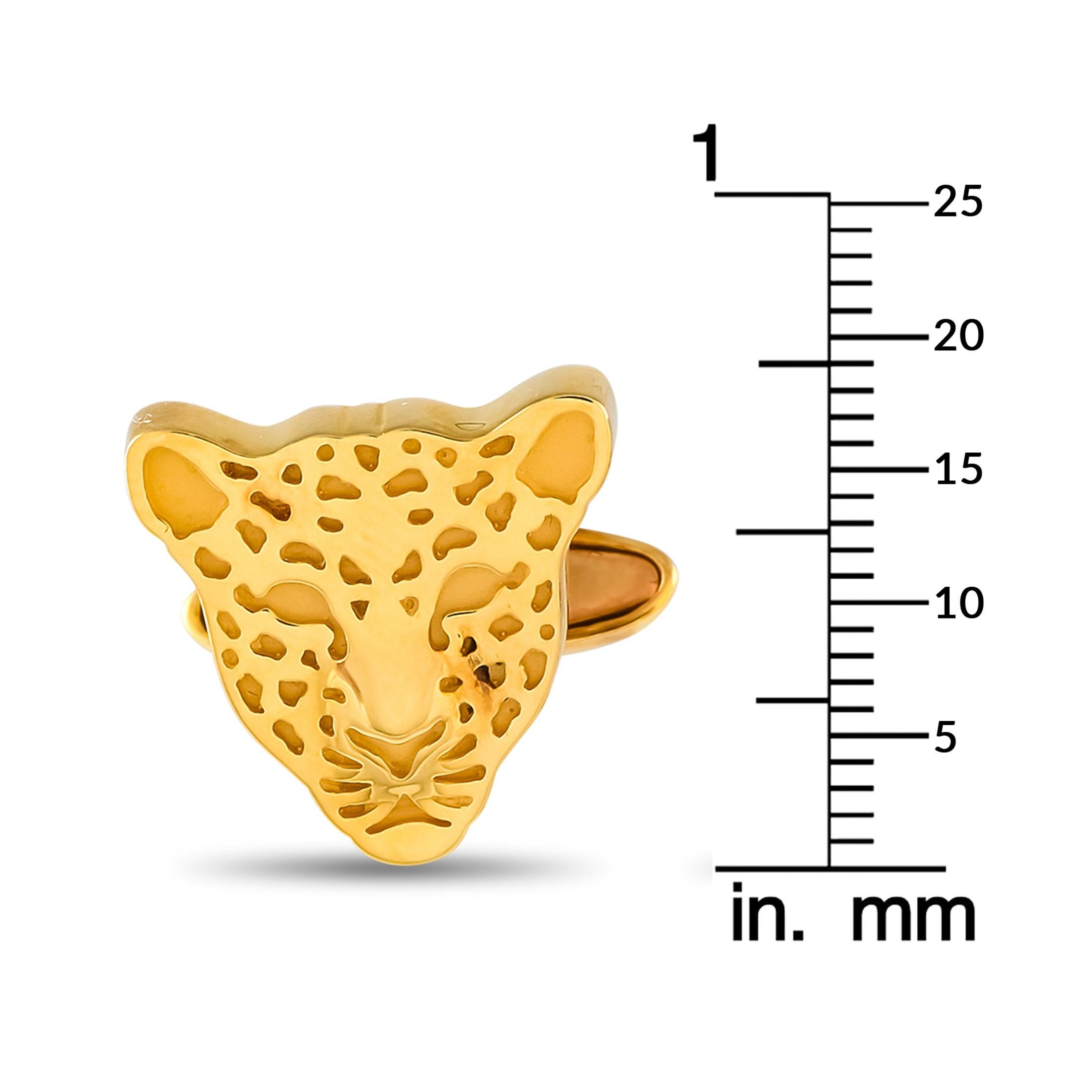 Carrera y Carrera Manschettenknöpfe mit Leopardenmotiv aus 18 Karat Gelbgold im Angebot 1