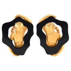 Carrera y Carrera 18K Yellow Gold Onyx Earrings