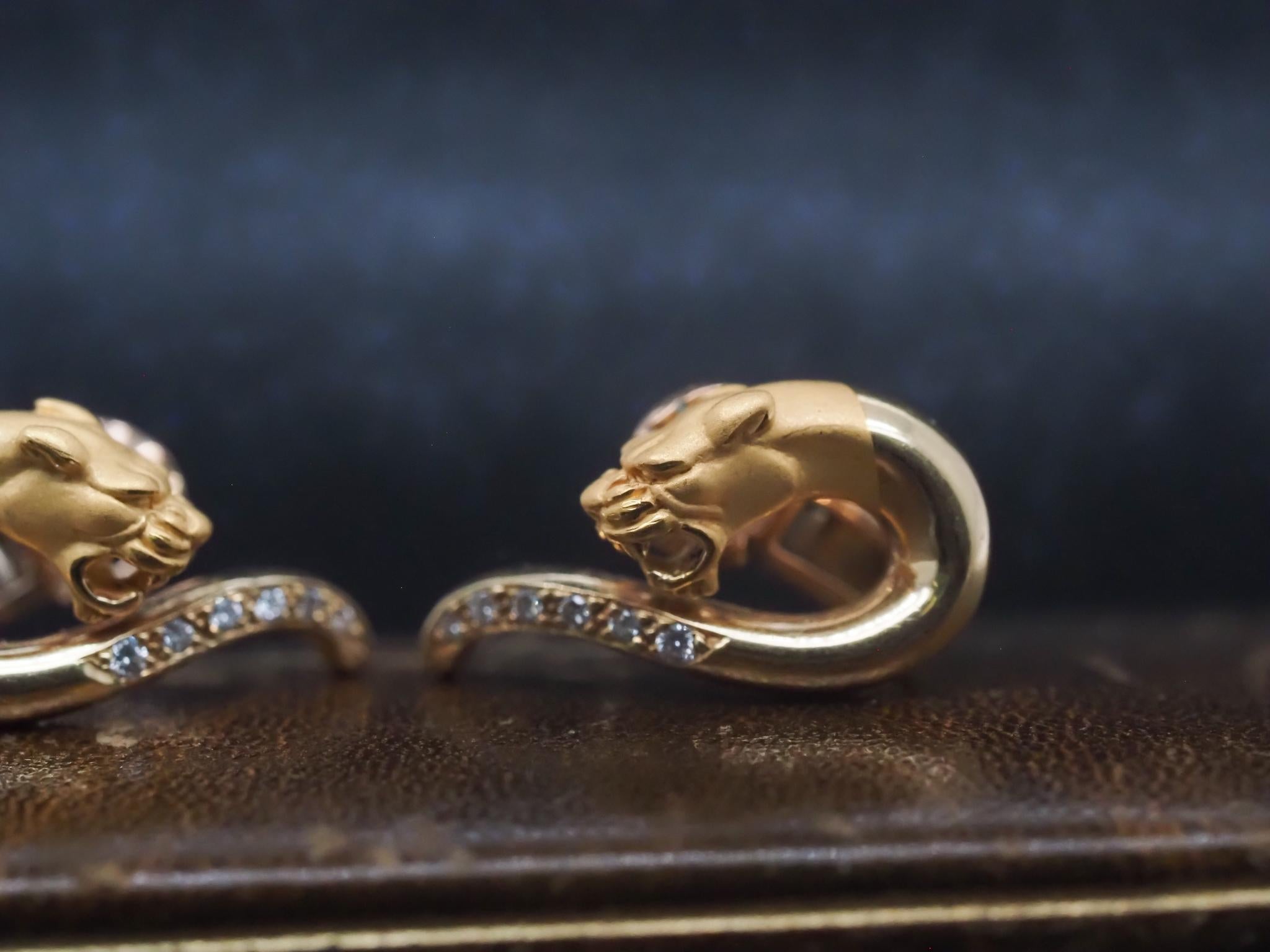 Boucles d'oreilles diamant panthère en or jaune 18K de Carrera y Carrera - VHK#933a Pour femmes en vente