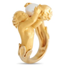 Carrara Y Carrara 18Karat Yellow Gold Pearl Cherub Ring