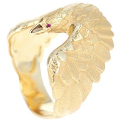 Carrera y Carrera 18 Karat Yellow Gold and Ruby Eagle Ring