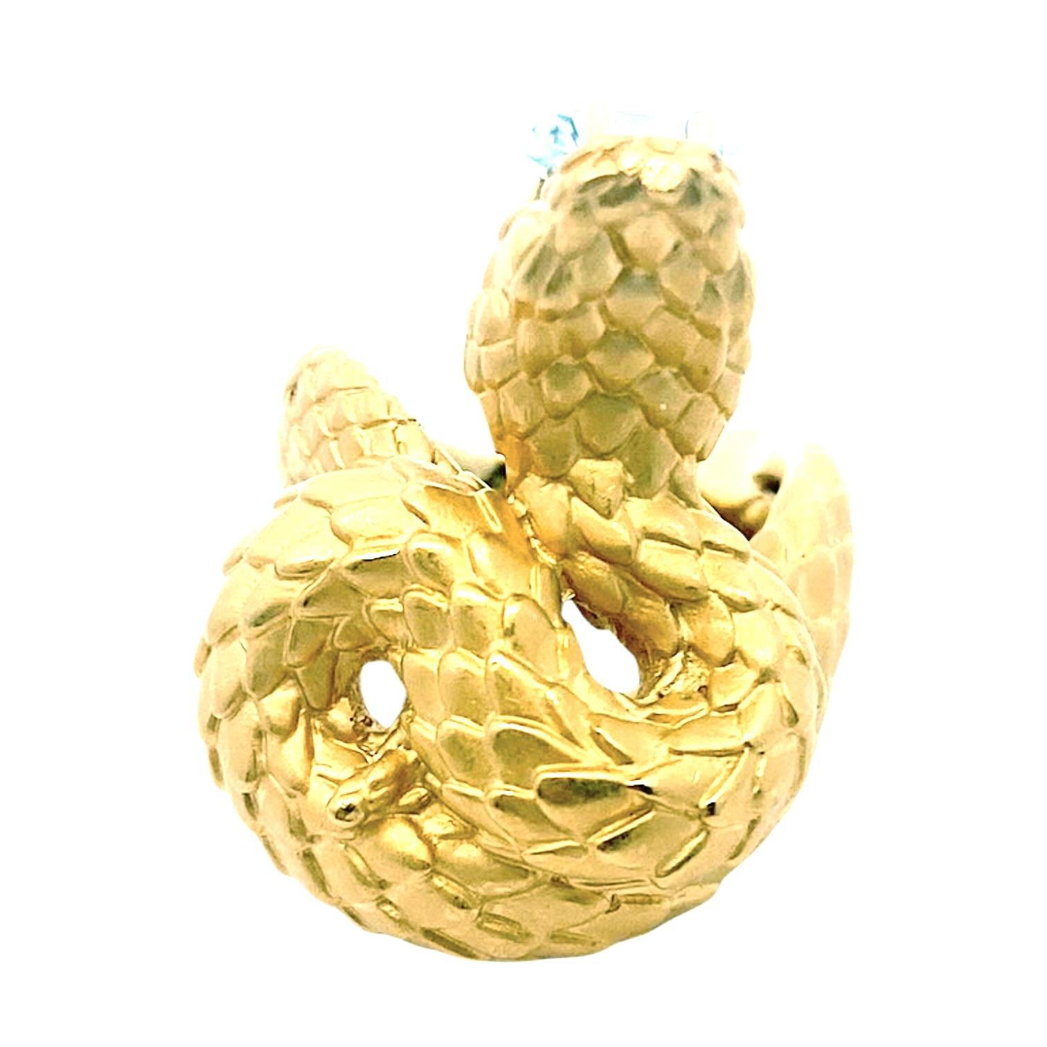 Carrera y Carrera 18K Yellow Gold Snake Ring In Good Condition In Henderson, NV