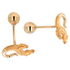 Carrera y Carrera 18K Yellow Gold Vintage Horse Ball Stud Cufflinks