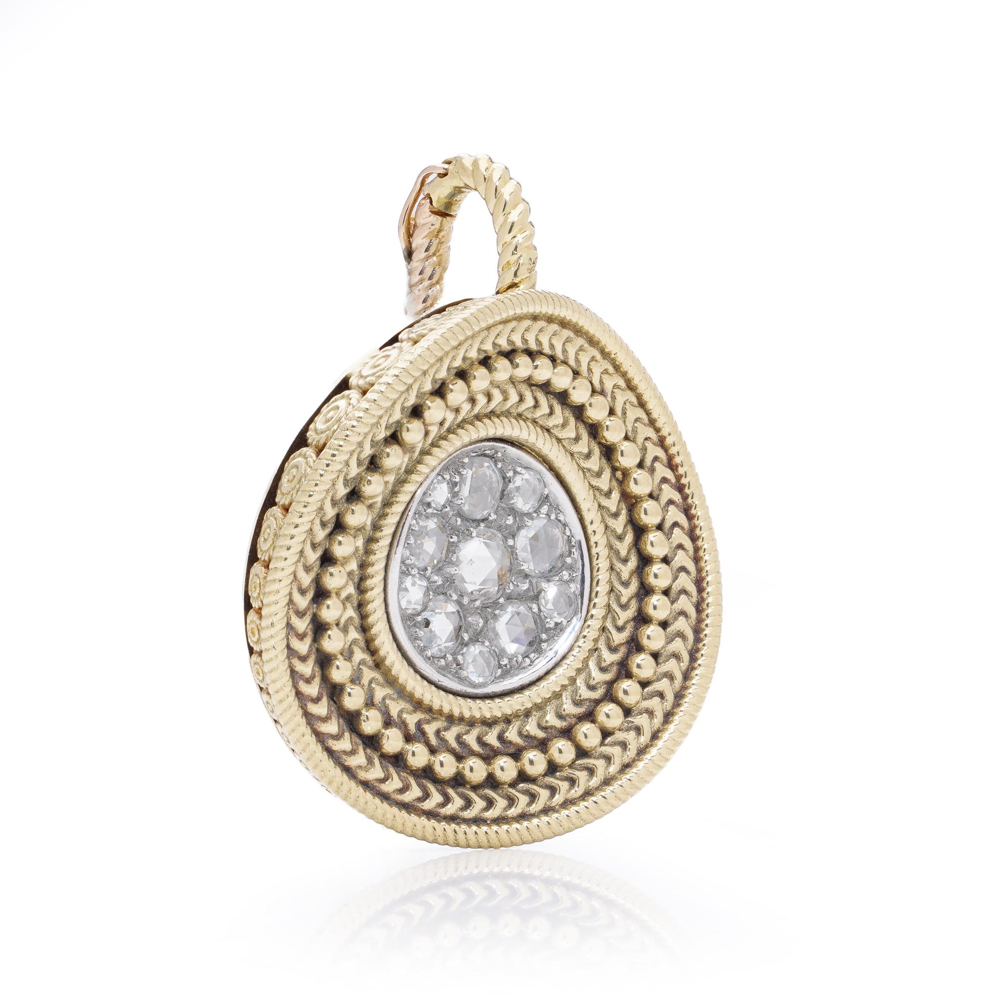 Taille rose Carrera y Carrera Pendentif Ruedo en or 18kt et diamants en vente