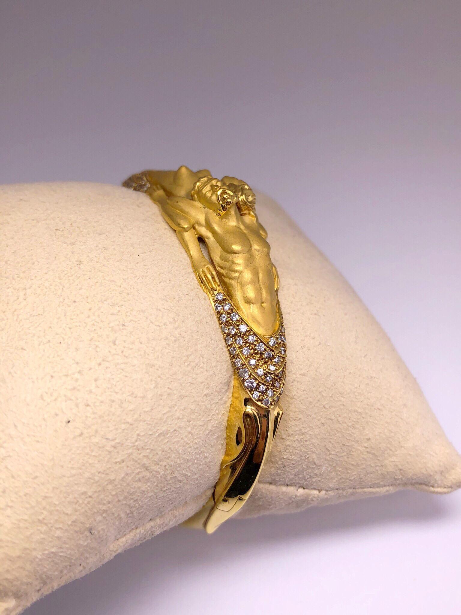 Women's or Men's Carrera y Carrera 18Kt Gold Intertwined Lovers Bracelet with .73 Carat Diamonds