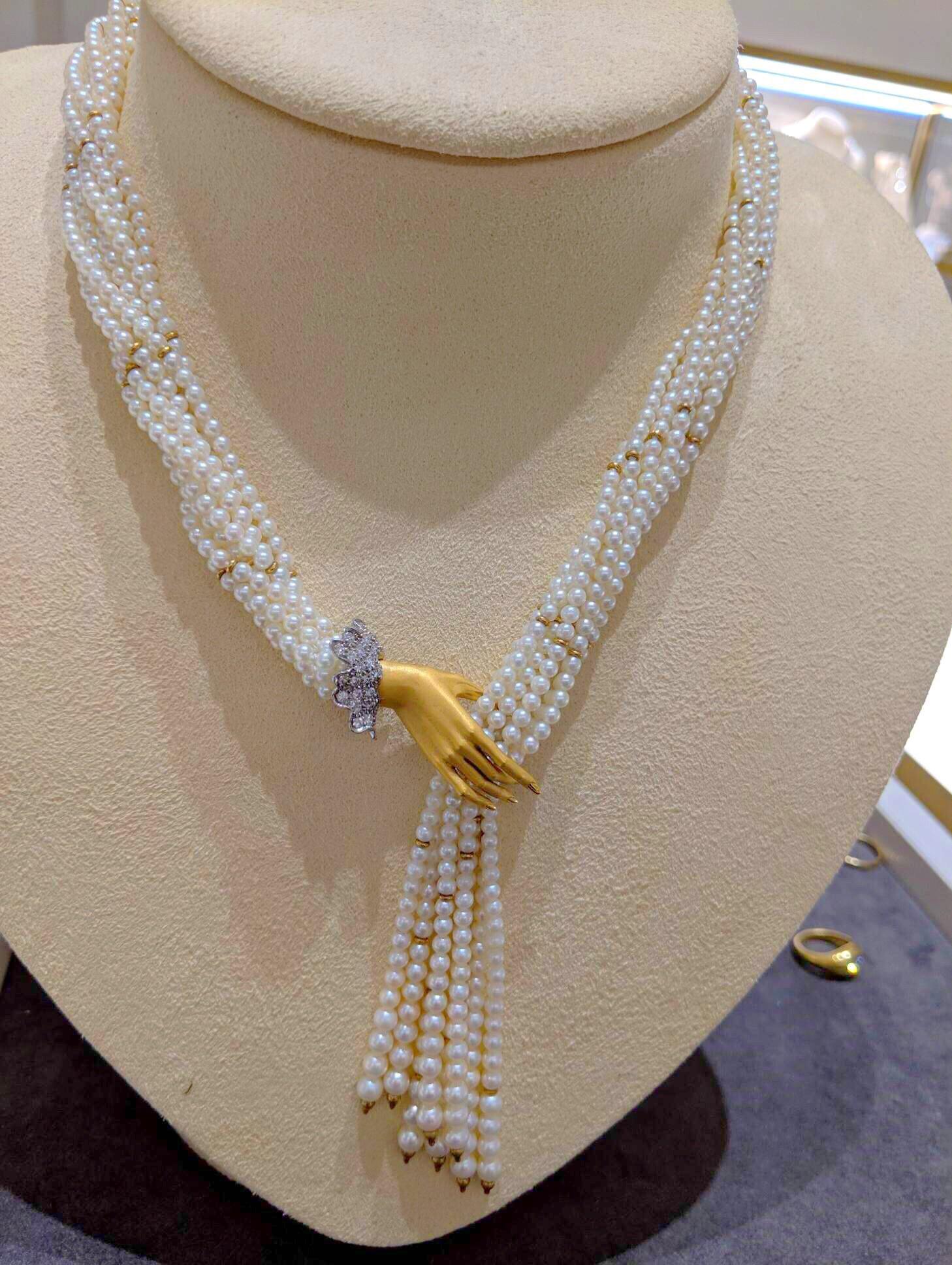 Carrera y Carrera 18 Karat Gold Perlenkette Twist mit 0,62 Karat Diamant von Hand für Damen oder Herren im Angebot