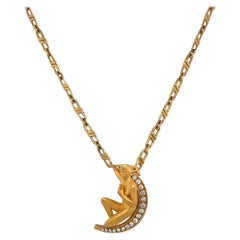 Carrera y Carrera 18kt Yellow Gold .15ct. Diamond Woman on a Crescent Moon