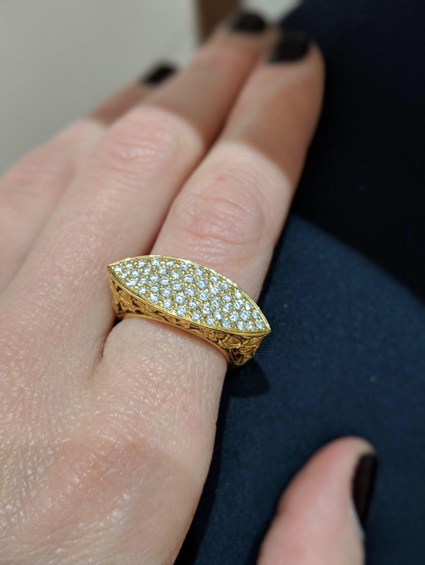 Art Nouveau Carrera Y Carrera 18 Karat Yellow Gold and .65 Carat, Diamond Butterfly Ring For Sale