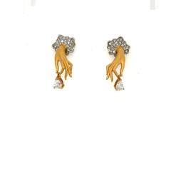 Carrera Y Carrera 18KT Yellow Gold .91Ct. Pear Shaped Diamond Hand Earrings