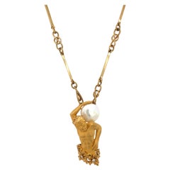 Carrera Y Carrera 18KT Yellow Gold Atlas Pendant with Diamond and Pearl