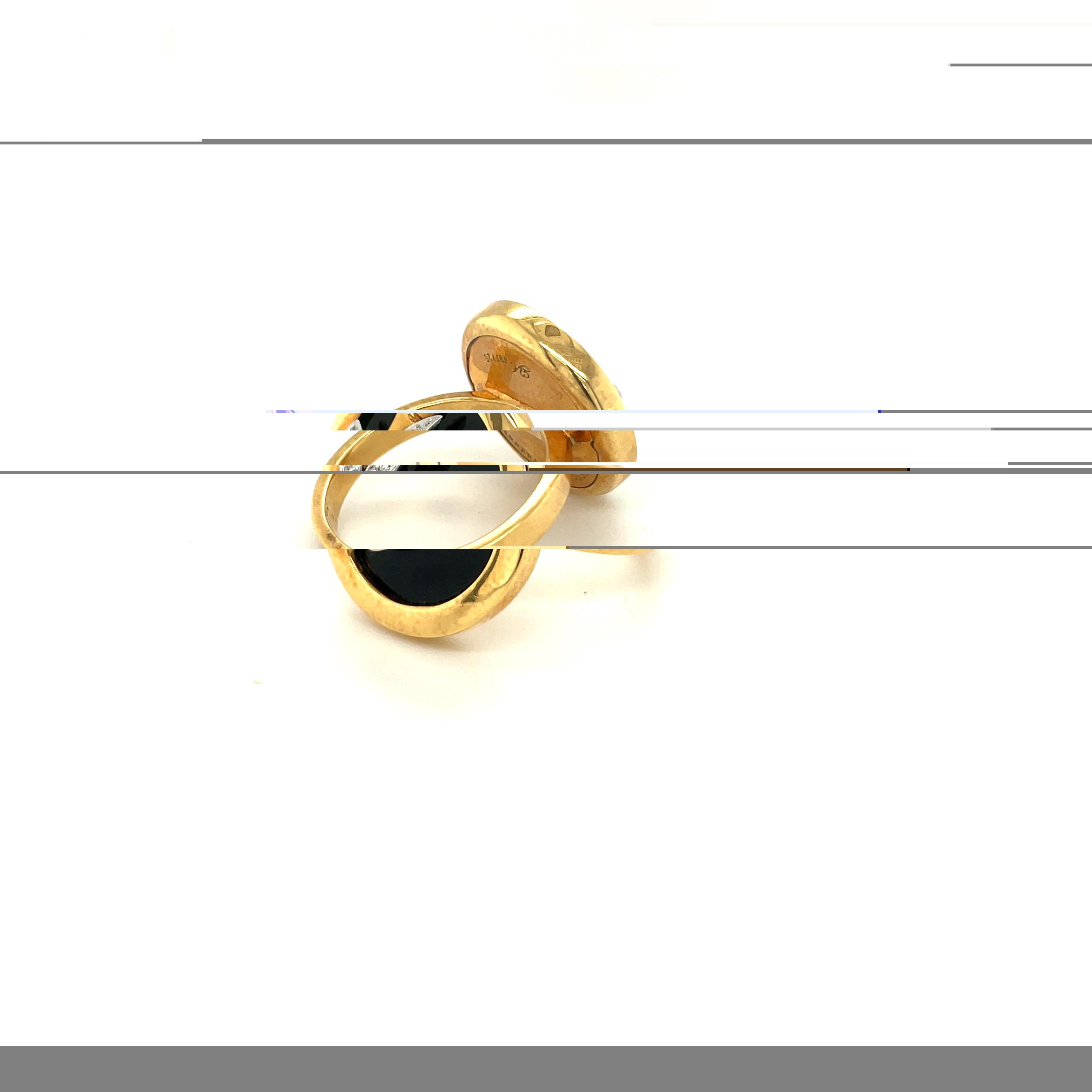 Carrera Y Carrera 18KT Gelbgold Bambusblatt-Ring mit Diamant &amp; Onyx im Zustand „Neu“ im Angebot in New York, NY