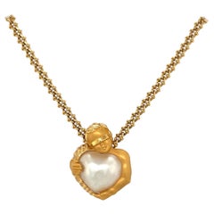 Carrera y Carrera 18kt Yellow Gold Blindfolded Cupid Pendant with Mabe' Pearl