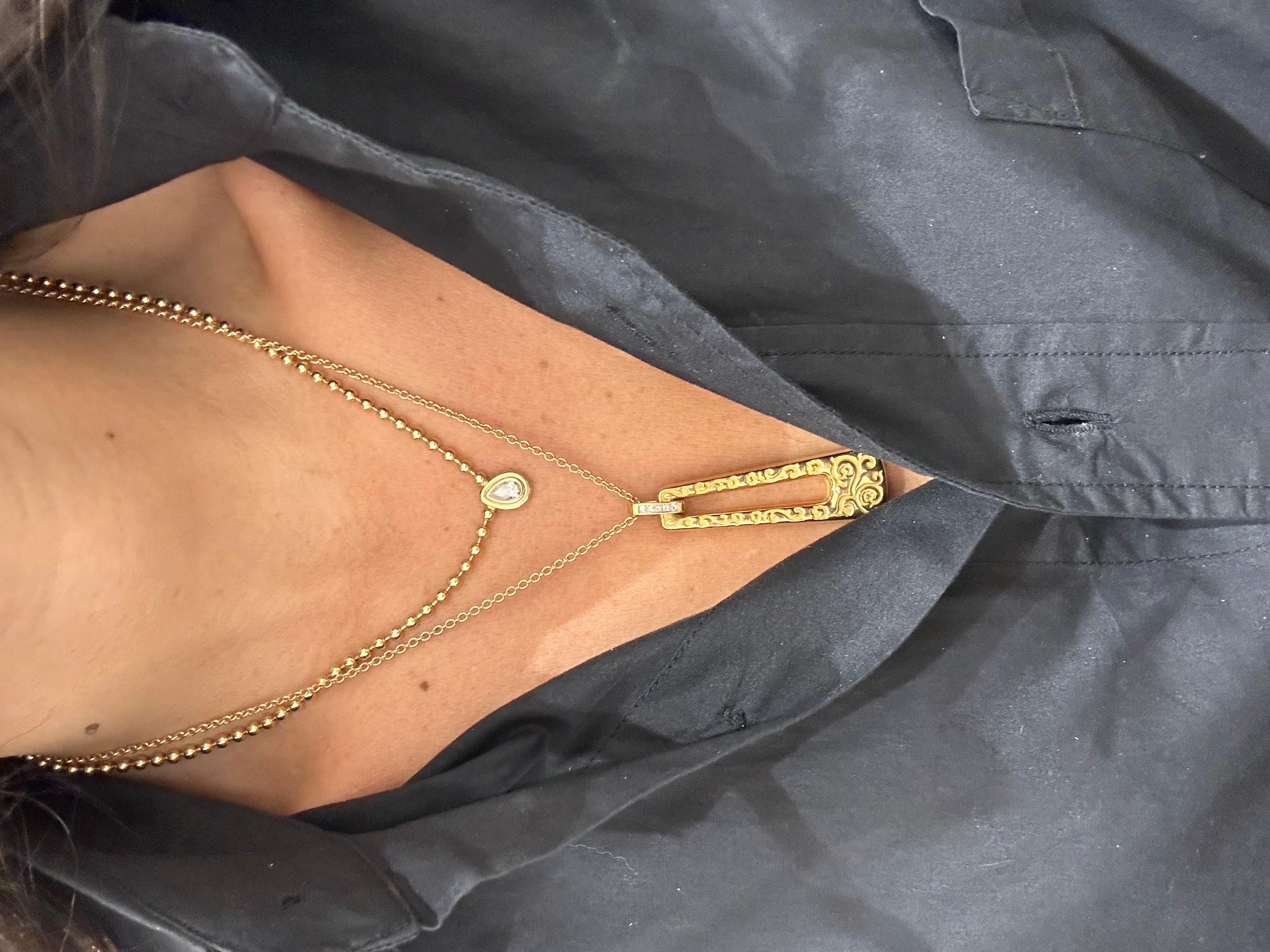 Carrera Y Carrera Pendentif « Cordoba » en or jaune 18 carats avec diamants 0,14 carat Neuf - En vente à New York, NY