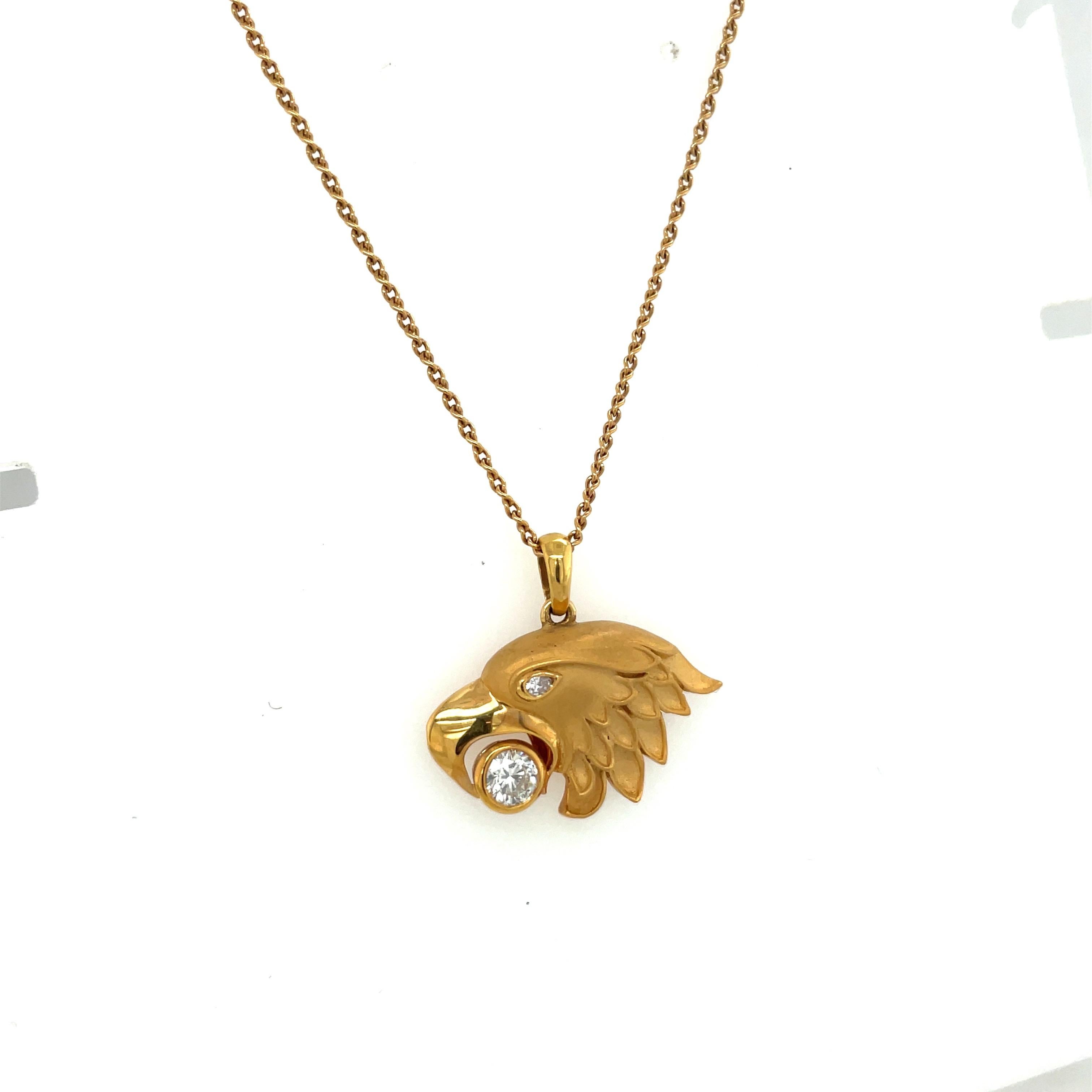 Carrera Y Carrera 18KT Yellow Gold Eagle Head Pendant with 0.38CT ...