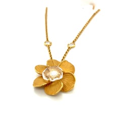 Carrera y Carrera 18kt Yellow Gold Gardenia Pendant with 0.82ct Diamond &Crystal