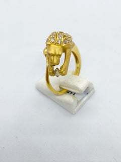 Carrera y Carrera 18 Karat Yellow Gold Lions Head Ring with .22 Carat Diamonds