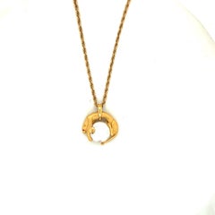 Carrera y Carrera 18KT Yellow Gold Panther Pendant with Pearl