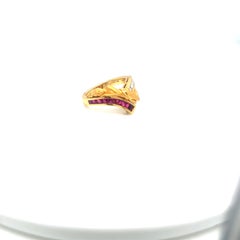 Carrera Y Carrera 18KT Yellow Gold Reclining Nude Ring with Diamonds & Rubies