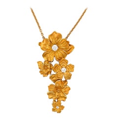 Carrera y Carrera 18kt Yg Emperatiz Medium Flower Necklace with 0.36ct Diamonds