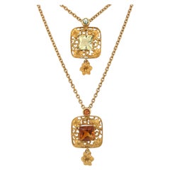 Carrera Y Carrera 18KT YG Pendant 1.50Ct. Green Quartz & 0.12Ct Green Sapphire