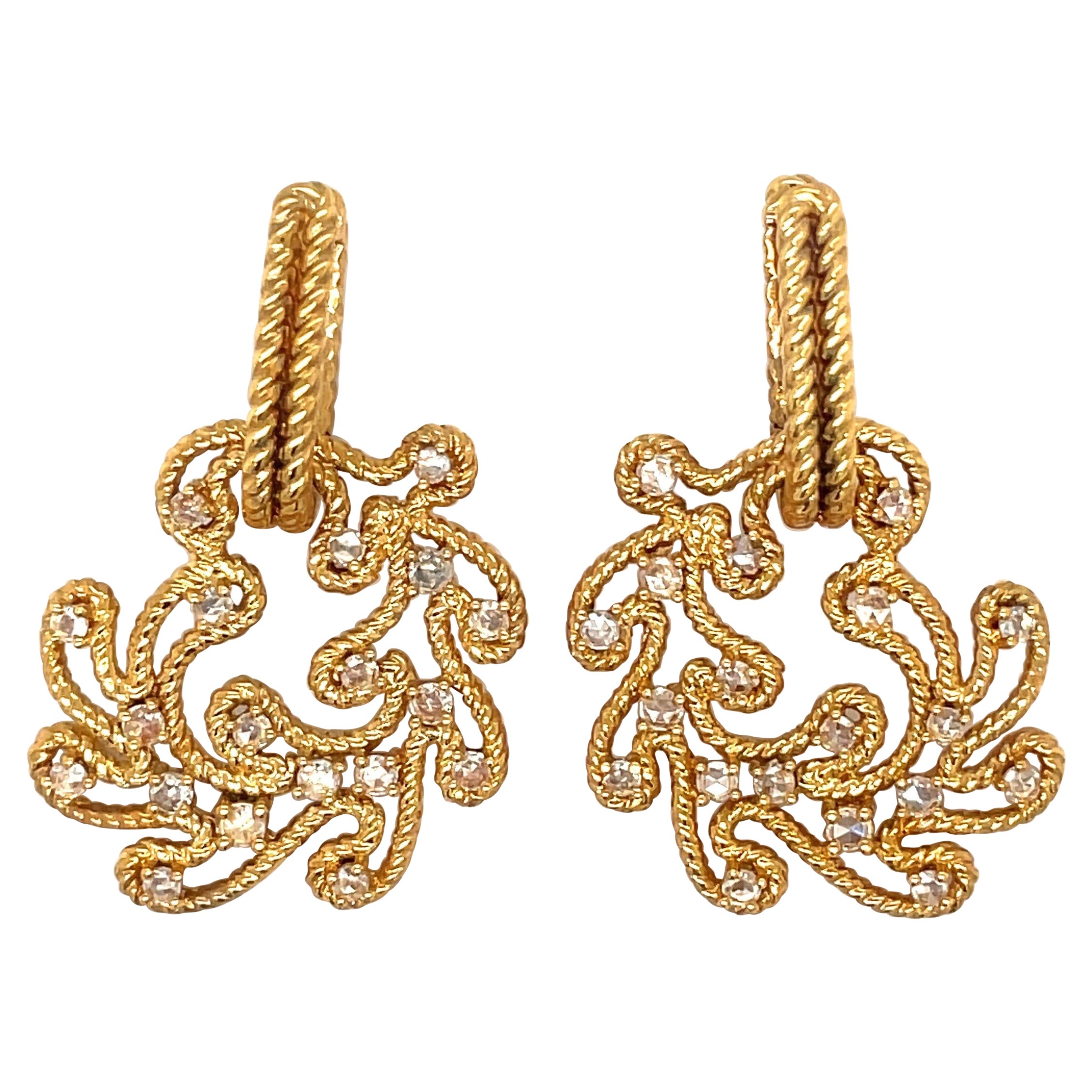Carrera Y Carrera, boucles d'oreilles pendantes en diamant 0,82 carat 18 carats YG Ruedo de Luces en vente