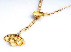 Carrera y Carrera 18 Karat Yellow Gold Diamond Ginkgo Leaf Lariat Necklace