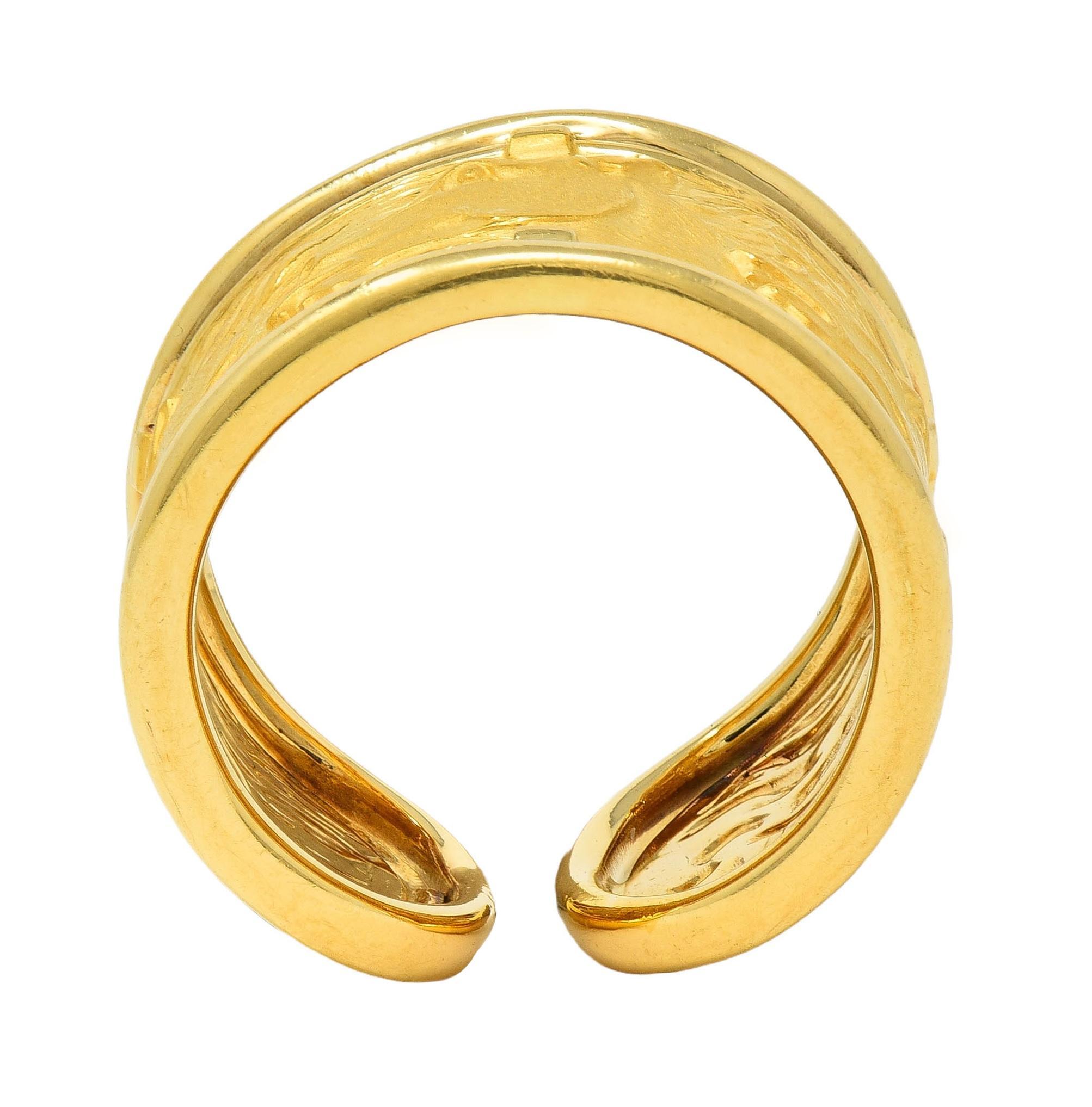 Carrera Y Carrera 1980's 18 Karat Yellow Gold Ecuestre Horse Vintage Band Ring 3