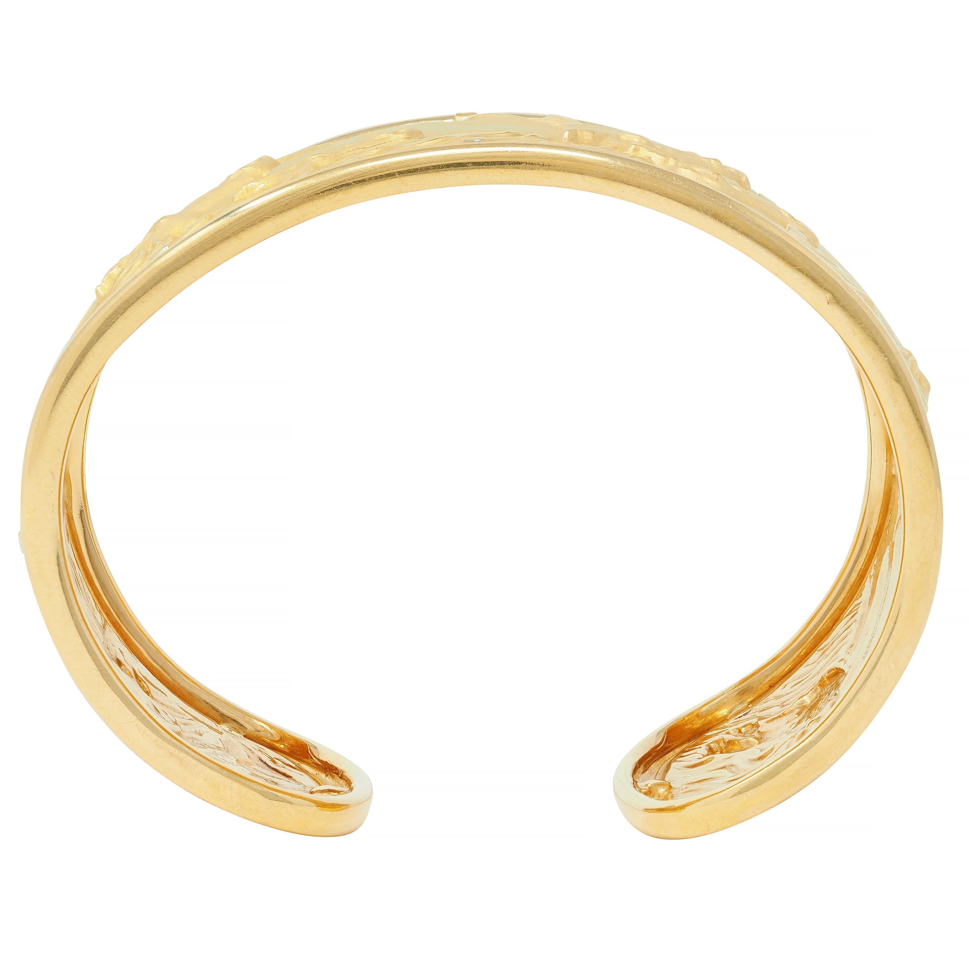 Carrera Y Carrera 1980's 18K Yellow Gold Ecuestre Horse Vintage Cuff Bracelet 3