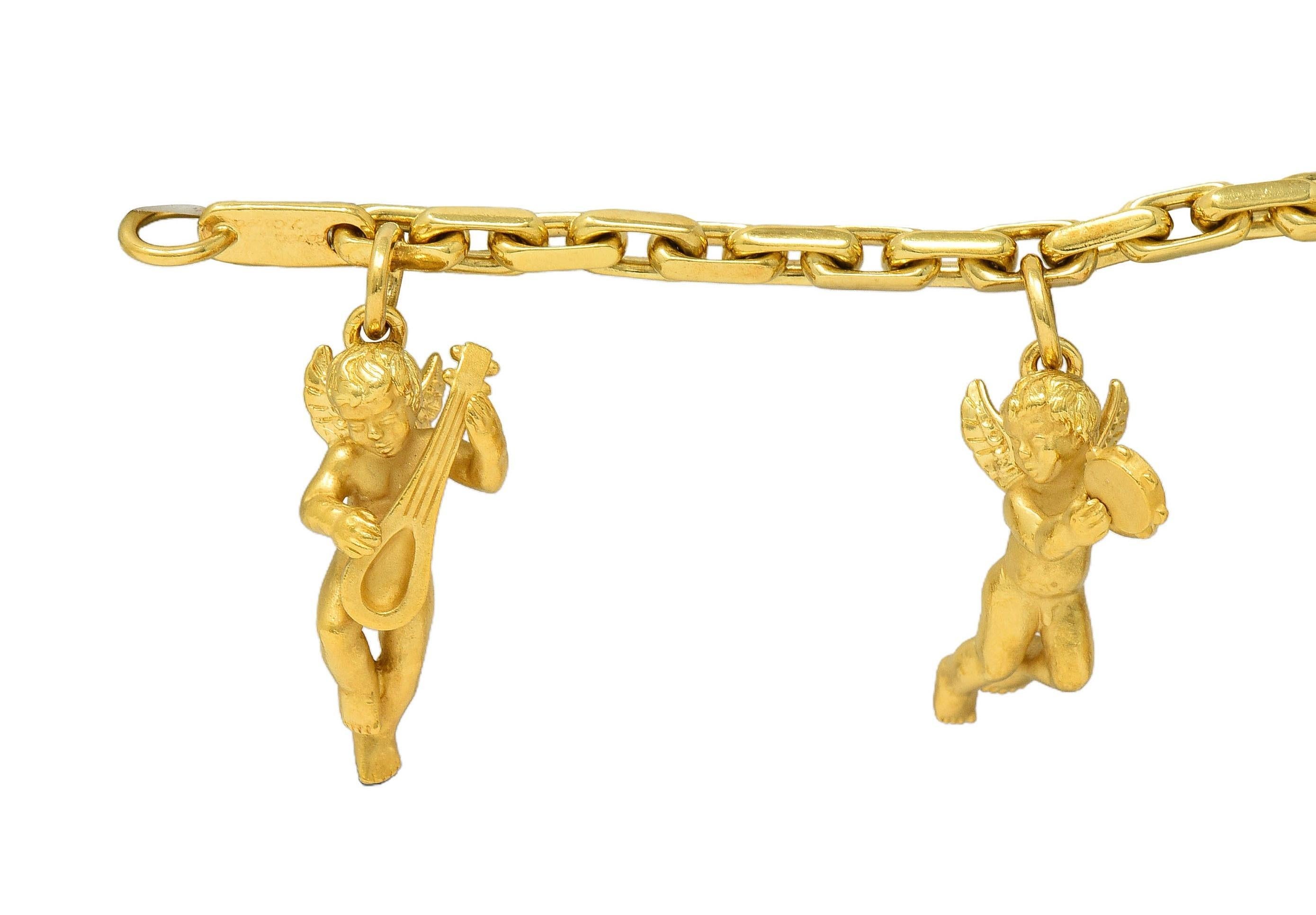 Women's Carrera Y Carrera 1990's 18 Karat Yellow Gold Vintage Cherub Charm Bracelet