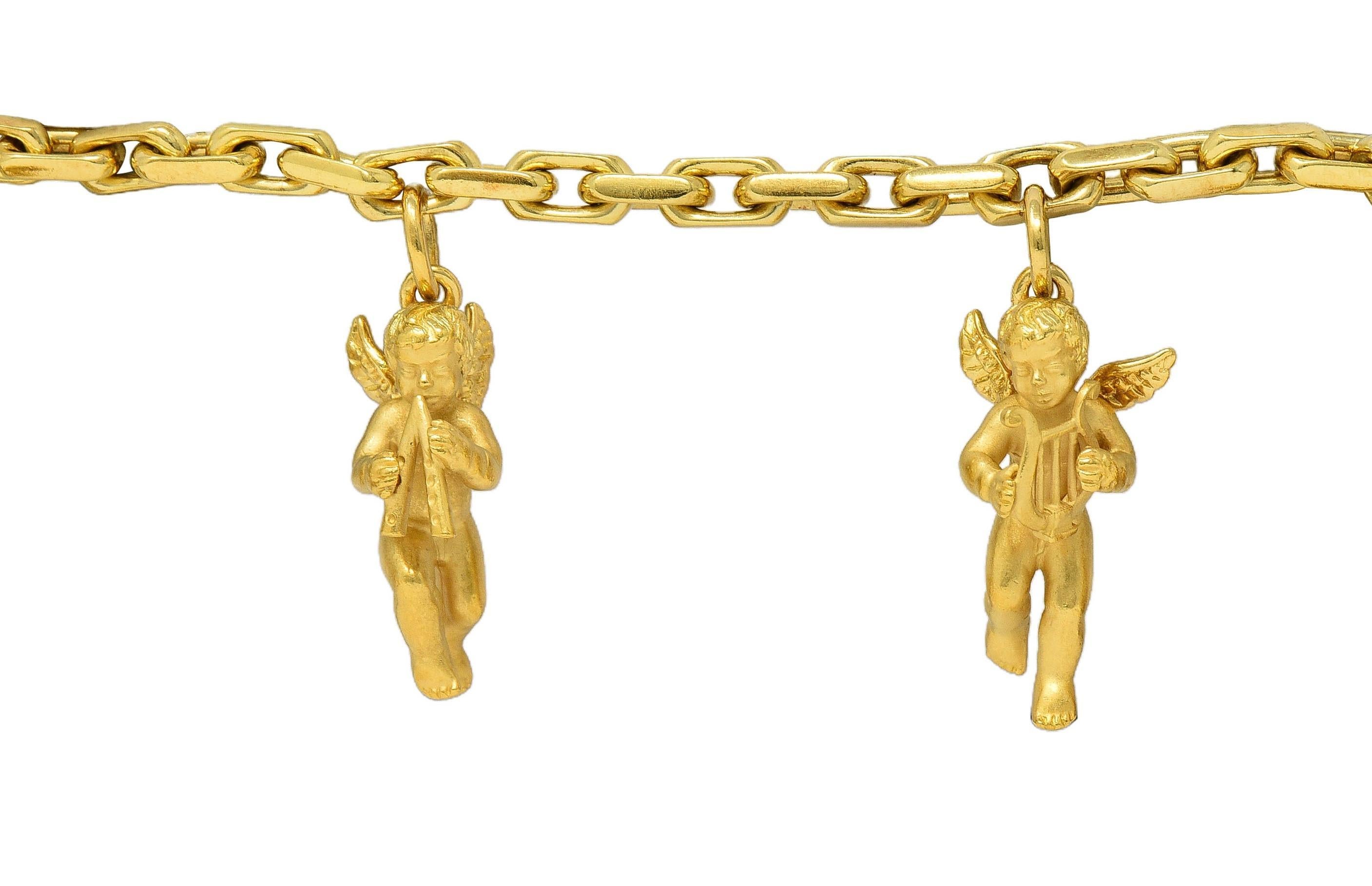 Carrera Y Carrera 1990's 18 Karat Yellow Gold Vintage Cherub Charm Bracelet 1