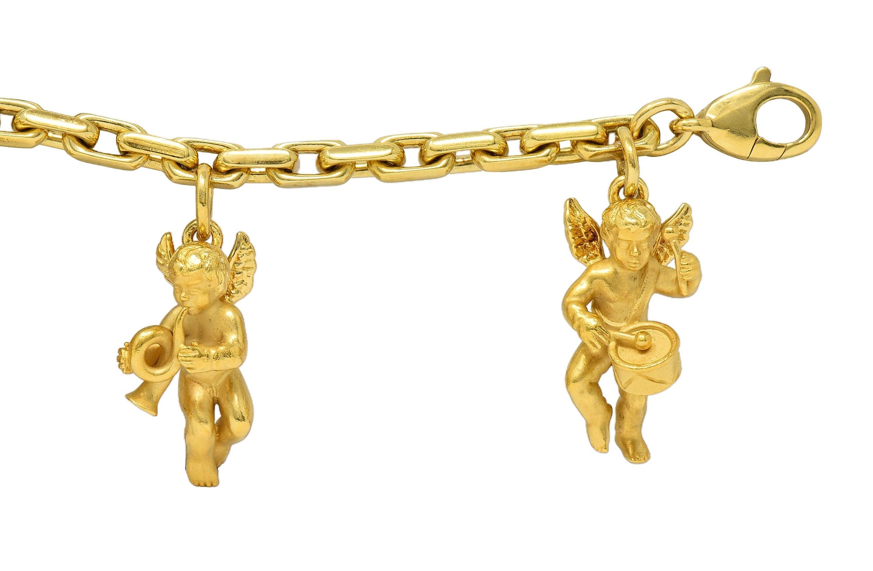 Carrera Y Carrera 1990's 18 Karat Yellow Gold Vintage Cherub Charm Bracelet 2