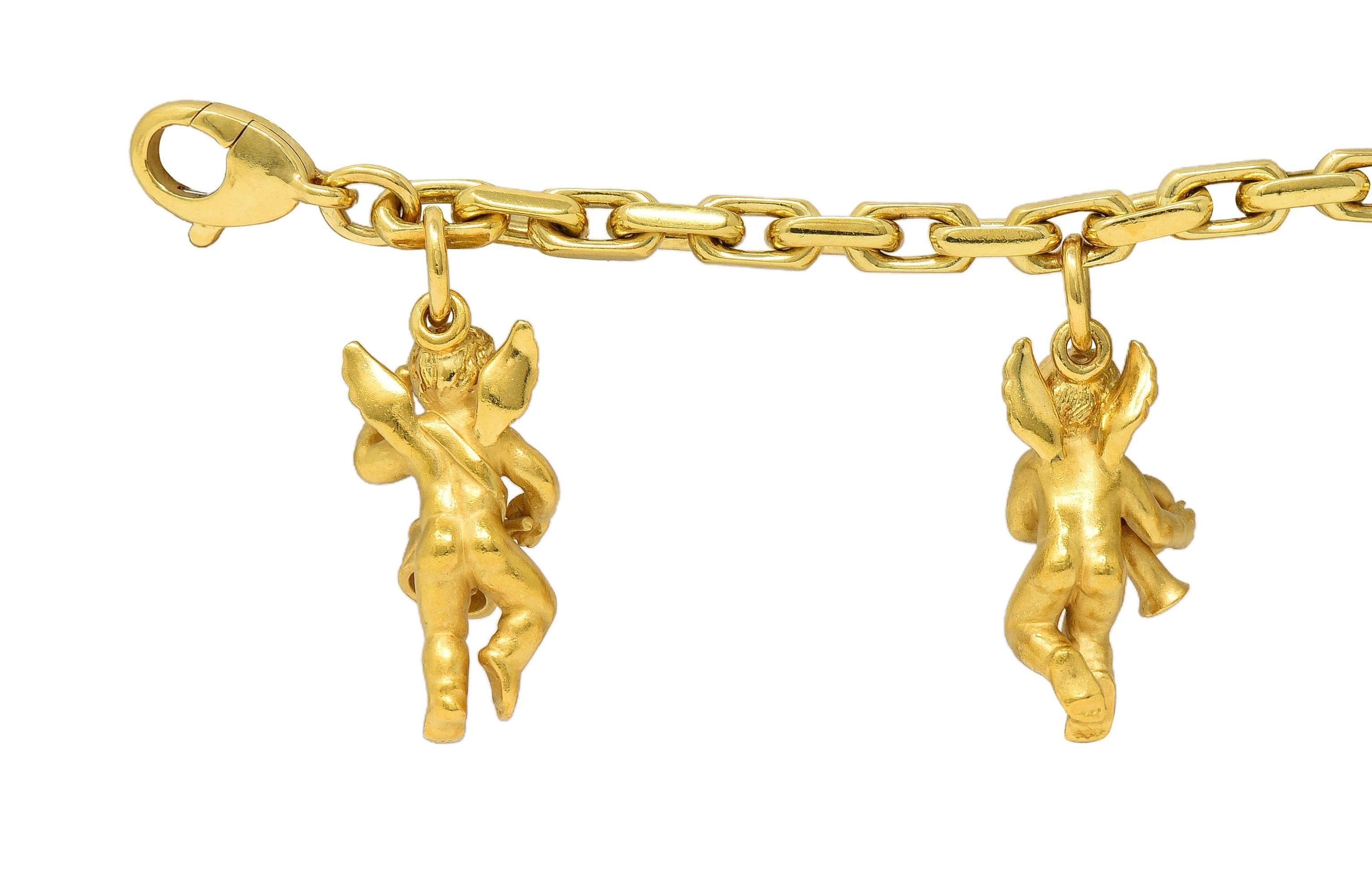 Carrera Y Carrera 1990's 18 Karat Yellow Gold Vintage Cherub Charm Bracelet 3