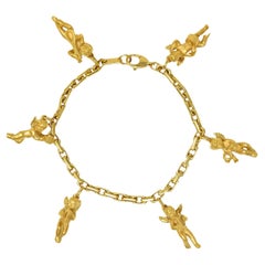 Carrera Y Carrera 1990's 18 Karat Yellow Gold Vintage Cherub Charm Bracelet
