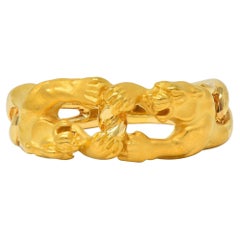Carrera y Carrera 1990's 18K Yellow Gold Vintage Interlocking Panther Band Ring