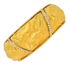 Carrera y Carrera 1990's Diamond 18K Gold Vintage Panther Cuff Bracelet