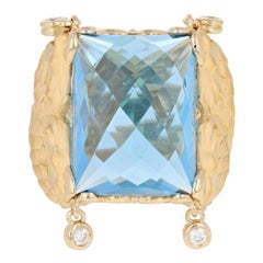 Carrera y Carrera 30.97ctw Rectangle Cut Blue Topaz 
Diamond Ring 18k Gold 8