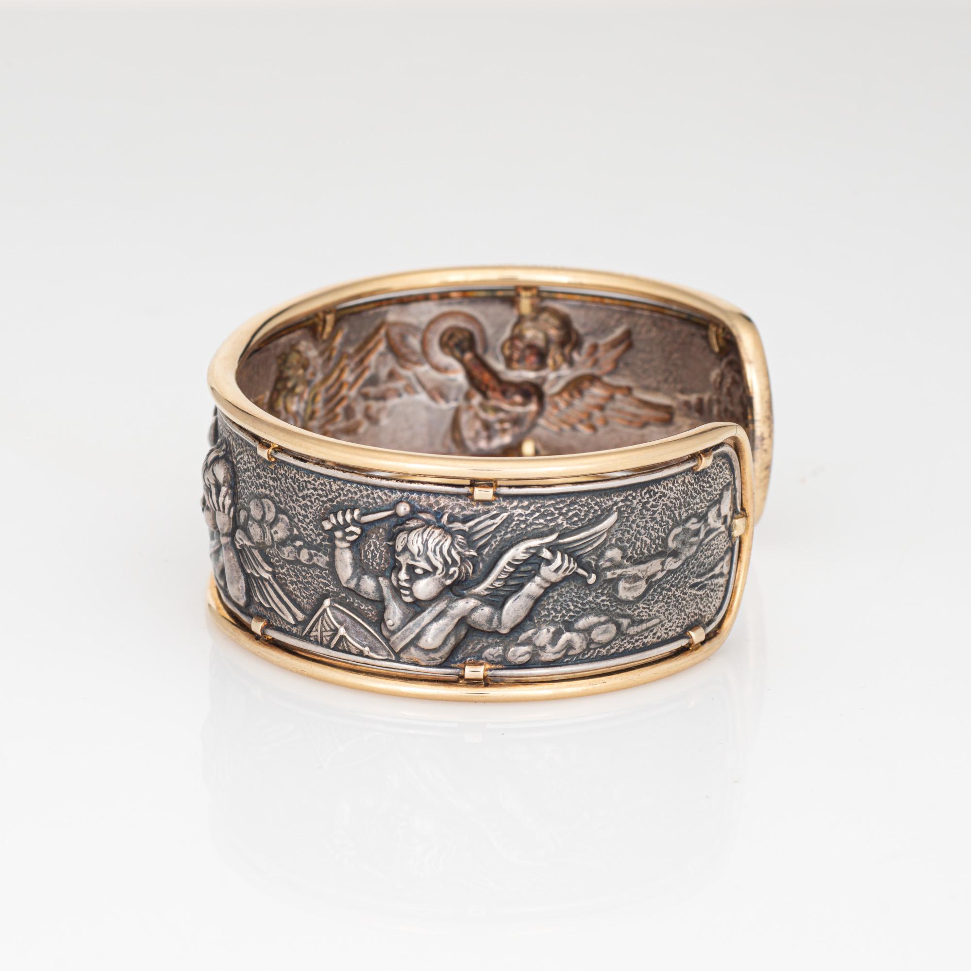 Modern Carrera y Carrera Angels Cuff Bracelet Music Estate Sterling Silver 18k Gold