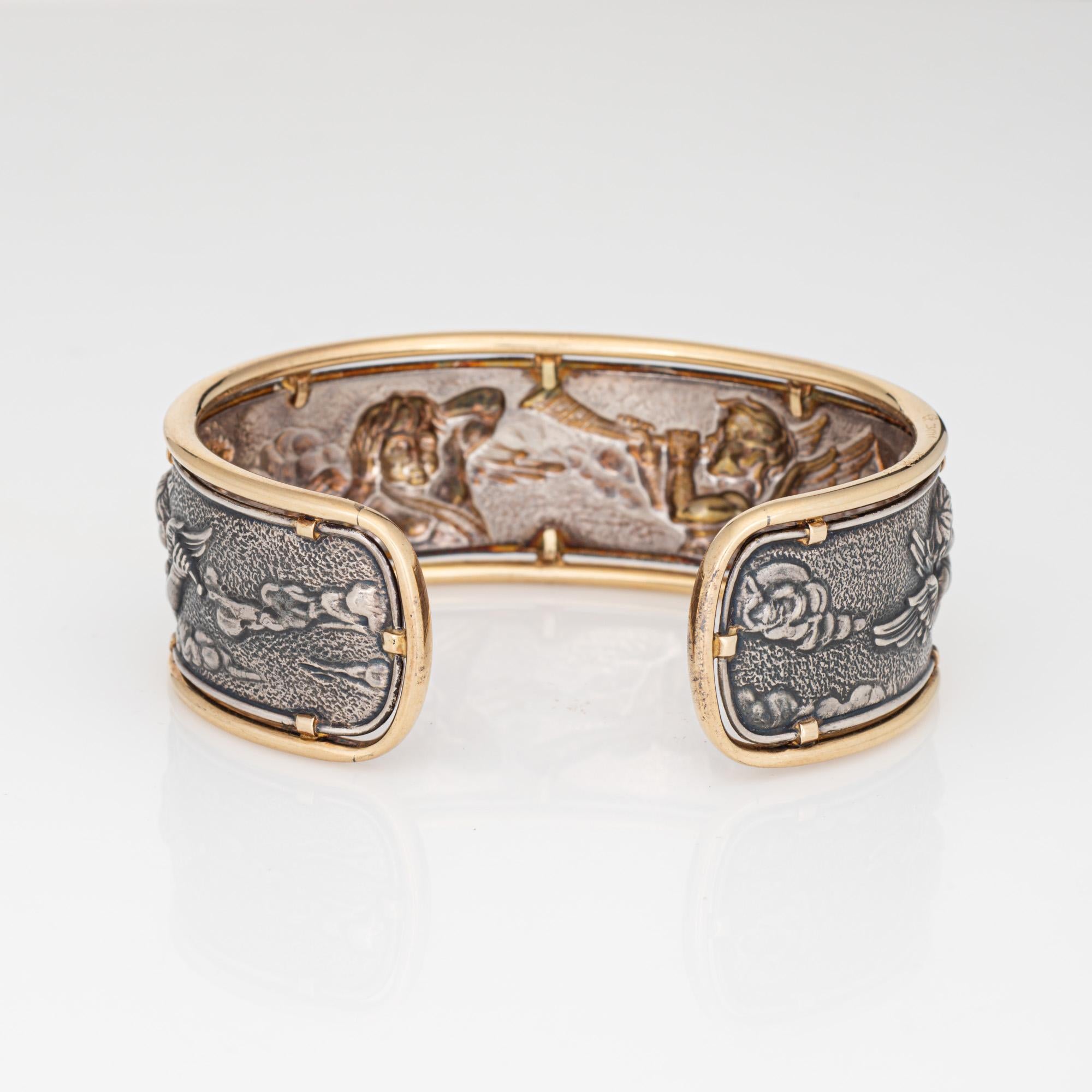 Carrera y Carrera Angels Cuff Bracelet Music Estate Sterling Silver 18k Gold In Good Condition In Torrance, CA